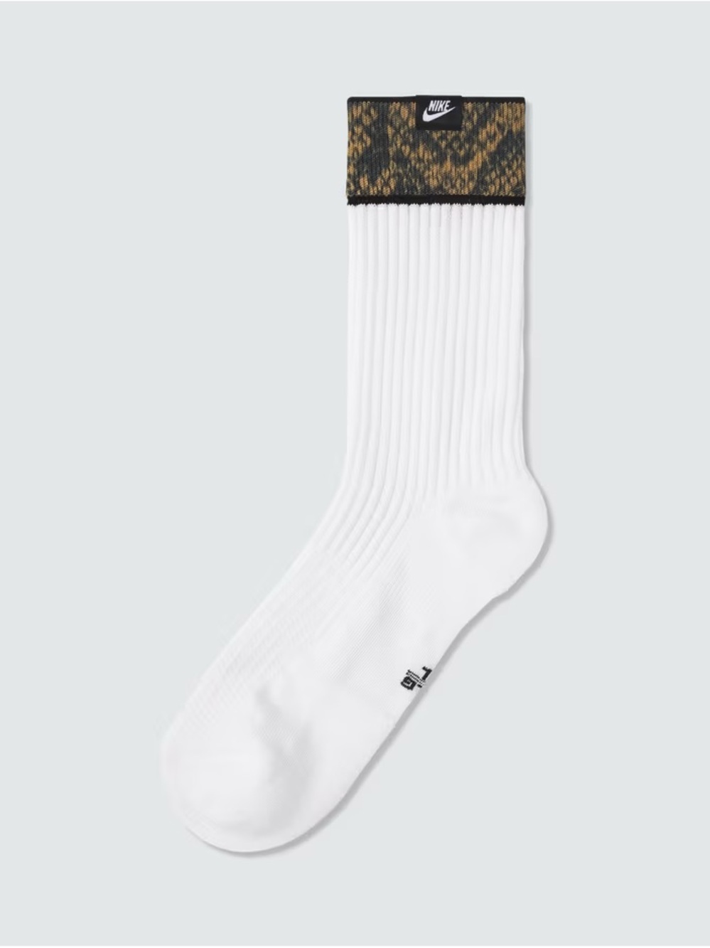 Nike Men's Ivory Snake White Crew Socks with Leopard Print Cuff